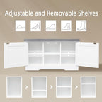 DINZI LVJ Shoe Bench, Entryway Storage Bench with Doors, Cushion, 2-Tier Shoe Rack with 6-Cubby, 31.5”L x 13.8”W Shoe Organizer Cabinet, Adjustable Shelf, Living Room, Bedroom, White