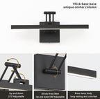 Hard-Wired Picture Light Dimmable LED Picture Lights for Paintings 15.7" Inch Black Metal Body Wall Pictures with Adjustable Swing Arm Art Display Lamps 7W 3000K Warm White Book Light