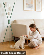 Lightdot Dimmable Green Tripod Floor Lamp, Mid Century Standing Lamps with 3 Globe Soft Warm White Eye Care 3000K Bulbs Included, Modern Tall Lamp for Living Room/Bedroom/Sofa Beside/Corner Decor