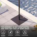 Sundale Outdoor Umbrella Base 40lbs with Stainless Steel Umbrella Tube, Heavy Duty Square Steel Umbrella Stand with Roller, Black