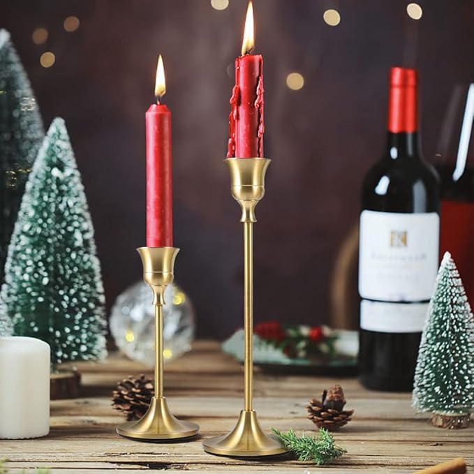 Candlestick Holders Taper Candle Holders - Gold Candlestick Holder Set of 6 Candle Stick Holders kit Classic Decorative Candle Stick for Christmas, Wedding, Party, Dinner Tables,Home Décor