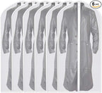Garment Bag Covers 24''X54'' Lightweight White PEVA Breathable Bags (Pack of 6) with Study Full Zipper for Closet Clothes Storag (24''X55'', White)