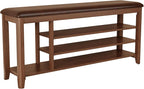3 Tier Shoe Bench with Cushion,Solid Wood Storage Bench Height Adjustable, Shoe Rack for Entryway,Bedroom,Hallway(Walnut)