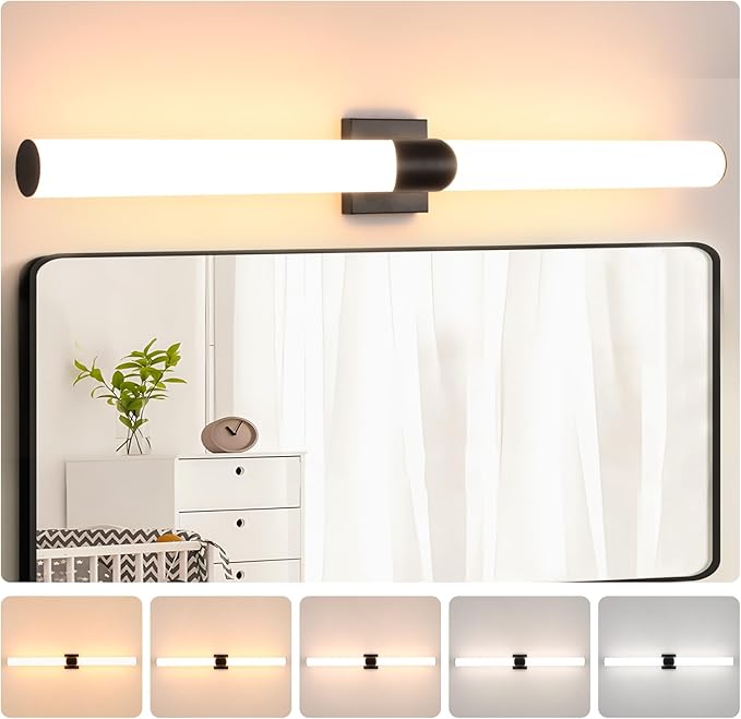 Modern Wall Sconce 38.2 Inch Black Bathroom Sconces Led Wall Lights with Acrylic Shade Hardwired Long Vanity Lighting Fixtures Over Mirror for Bedroom Living Room Hallway