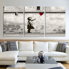 Novatique Graffiti Canvas Wall Art Street Banksy Wall Art Classic Graffiti Poster Print Little Girl with Love Balloon Wall Decor for Teenagers Bedroom Living Room, 24"x 36"x 3Pcs