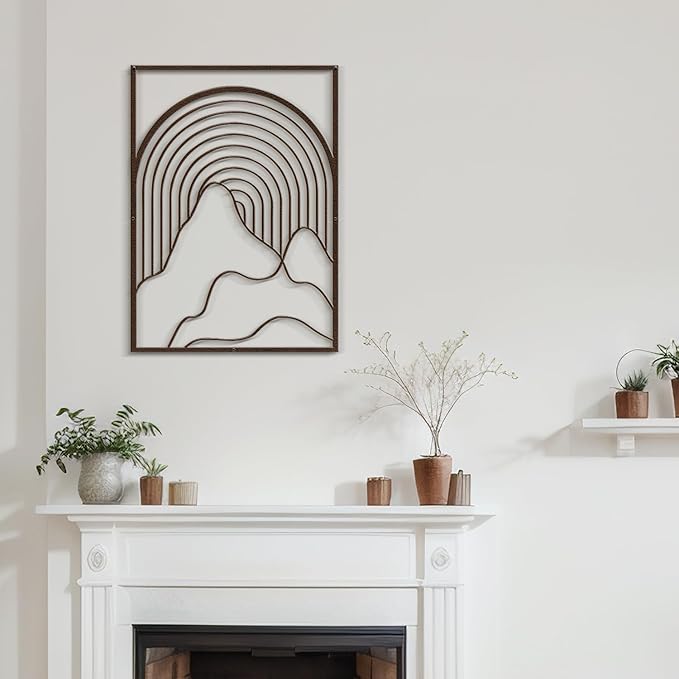 SIGNLEADER Metal Wall Art Decor Geometric Mid-Century Stripe Landscape Modern Abstract Wall Sculpture Hangings Home Decoration for Living Room, Bedroom, Bathroom, Kitchen, Outdoor - 18" Bronze