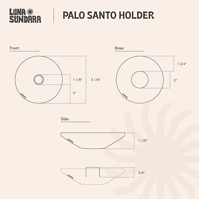 Luna Sundara Authentic Peru Pottery Palo Santo Stick Holder and Incense Holder with 5 Palo Santo Sticks Handmade Ceramic Smudge Bowl Sage Holder Peach Gift Set