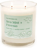 Calyan Wax Co. Sea Mist & Freesia 2 Wick Scented Candle - 37 Hour Burn - Luxury Non Toxic Soy Wax Candles - Long Lasting Large Glass Jar Candle for Home - 8.8oz