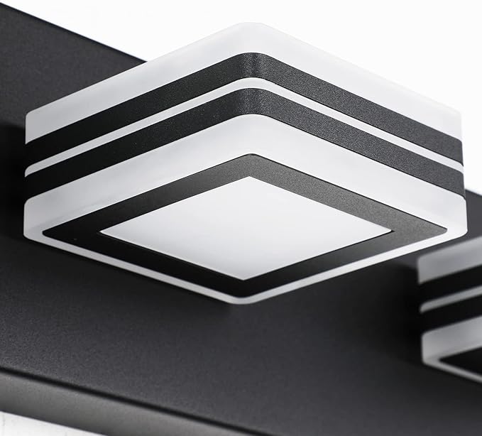 SOLFART LED Bathroom Vanity Light Fixtures： 3 Light Matte Black Modern Acrylic Bathroom Wall Lighting Fixtures Over Mirror Cool White 6000K