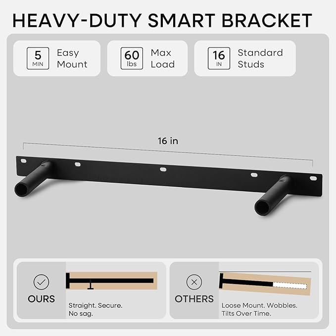 Homeforia 18 inch Wood Floating Shelves, High End Solid Natural Wood 18inch Floating Shelf for Wall Mounted, Unfinished Wooden 18in Floating Shelves, Heavy Duty Bracket, 18 X 6.5 X 1.75 inch, Set of 4