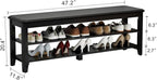 AQIMUELE Wood Shoe Rack Bench for Entryway, 2 Tier Shoe Rack for Front Door Entrance, Shoe Bench with Shoe Storage for Entryway, Bedroom, 47.2"