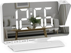 Amgico Projection Alarm Clock,Digital Clock with Projection,7.3" Mirror Clock with 180°Rotating Projector,Dual Alarm with 3 Mode,Bright Adjust,DST,Snooze,Charging Port,5 Levels Volume for Desk Teens