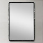 ANDY STAR Hand-Forged Black Bathroom Mirrors for Wall, 24x36 Inch Vintage Solid Steel Metal Frame Bathroom Vanity Mirror, Antique Rounded Rectangle Wall Mirror, Hangs Horizontally or Vertically