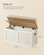 VASAGLE Storage Chest, Storage Bench with 2 Safety Hinges, Farmhouse Style, 15.7 x 39.4 x 18.1 Inches, for Entryway, Bedroom, Living Room, Honey Brown and Rustic White ULSB061WJ02S