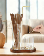 2-in-1 Walnut Wood Glass Incense Holder for Sticks, Anti-Ash Flying Incense Burner with Glass Ash Catcher & Incense Storage, Incense Stick Holder for Meditation, Yoga, Spa, and Home Decor