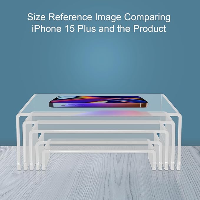 5PCS acrylic display stand, Acrylic Display Risers, 5 Sizes Clear Product Stand, Jewelry Display Riser Shelf Showcase Fixtures For Collectibles Display, Figure Display