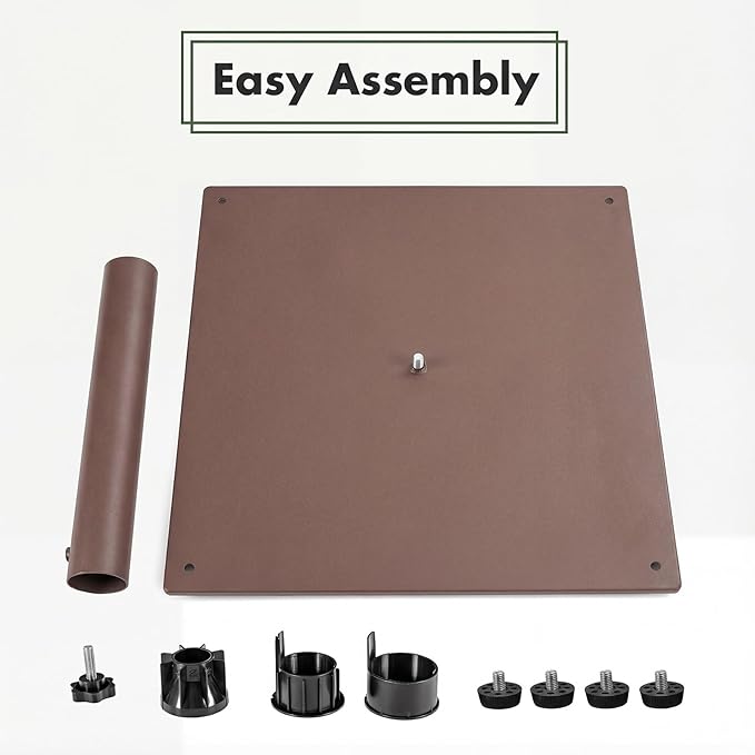 Tangkula 35 LBS Patio Umbrella Base, 20 Inches Heavy Duty Umbrella Stand, Square Umbrella Base w/Non-Slip Pads, Tightening Knob & 2 Adapters, Outdoor Umbrella Stand for Yard, Poolside, Garden (Brown)