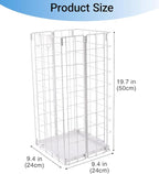 Umbrella Stand, Umbrella Holder for Entryway, Large Metal Foldable Umbrella Rack Organizer Freestanding, with Water Tray and Hooks, Rectangular Hollow Rack 9.5 x 9.5 x 19.7 Inches (White)