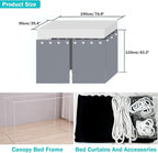 NKM Pink Blackout Bunk Bed Curtains with Canopy Bed Frame,Bunk Bed Tent for Top Bunk,Suitable for Single Bed in Student Dorm