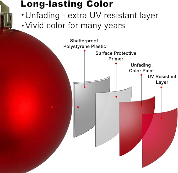 Rose Red 4.0" Large Christmas Balls - Christmas Tree Decoration Ornaments Shatterproof Hanging Balls for Birthday Halloween Holiday Wedding Decorations Set of 4pcs