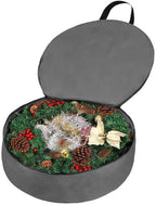 Primode Heavy Duty Wreath Storage Bag Garland Wreaths Container with Handles - Durable 600D Oxford Polyester Material Xmas Holiday Wreaths Storage Holder (30", Gray)