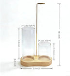 2 in 1 Glass Incense Holder for Sticks, Wooden Base Incense Burner with Metal Brush for Meditation Yoga Spa Office Home Decor Gifts(Brown,Natural Wood Color) (Natural Wood)