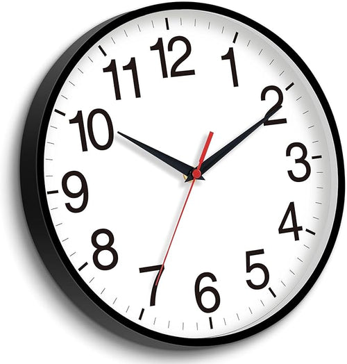 16 Inch Wall Clock Modern Battery Operated Silent Non Ticking Large Analog Clock for Living Room Office Home Bedroom Kitchen Bathroom(Black)