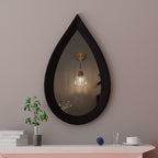 34" x 20" Irregular Wall Mirror, Black Wooden Framed Mirror, Asymmetrical Wall Mirror for Living Room Bedroom Bathroom Entryway, Small Modern Decorative Hanging Hook Style Mirror