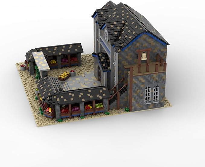 MOC-201061 Medieval Village Market Building Set, Modular Building Model Set 8036PCS for Adults, Collectible Display Model Gift (8036PCS)