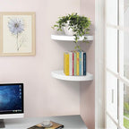 AHDECOR Wood Corner Shelves White, Durable Floating Corner Shelf for Organizing and Displaying Décor in Any Room, Set of 2