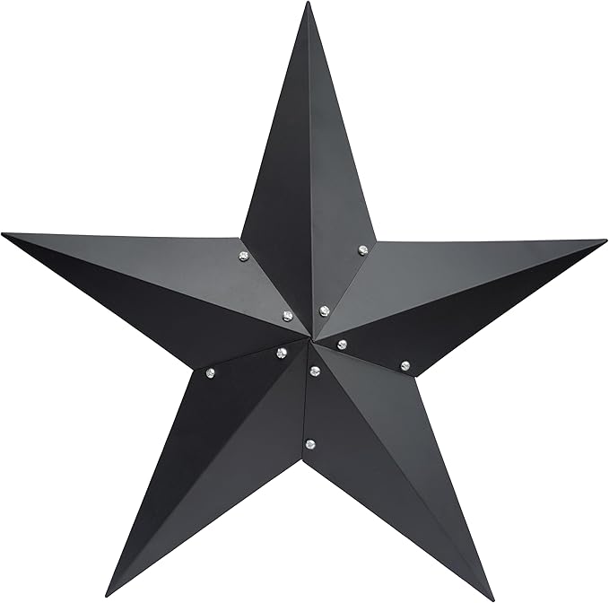 JoyEvy 24" Barn Star-Black Barn Star Outdoor Decoration-Metal Stars for Outside Texas Stars Art Rustic Vintage Western Country Home Farmhouse Primitive House Decor- Primitive Wall Décor