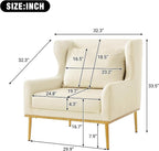 Merax Luxury Velvet Accent Chair, Modern Mid-Century Armchair for Living Room, Bedroom Reading Corner, Comfortable Tufted Single Seater Sofa Chair with Iron Legs (Beige)
