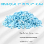 10lbs Shredded Memory Foam Filling, Blue and White Bean Bag Filler, Soft Pillow Stuffing Refill for Couch, Cushion, Dog Bed, Pouf, Arts and Crafts