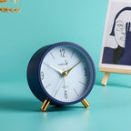 4 inches Super Silent Alarm Clock, Navy Blue Beep Wake Round Alarm Clock with Night Light,Battery Operated,Easy Set Entry Lux Stylefor Desk, Bedroom and Home Decoration