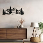 SIGNLEADER Metal Wall Art Decor Mountain Pine trees Modern Abstract Wall Sculpture Hangings Home Decoration for Living Room, Bedroom, Bathroom, Kitchen, Outdoor - 24" Black