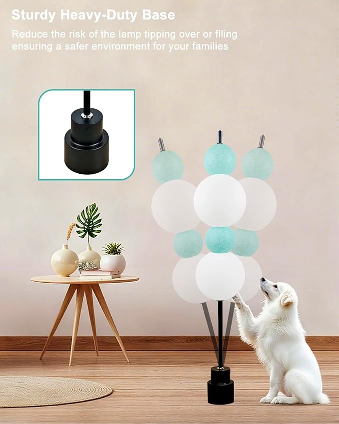 Lightdot Blue Globe Floor Lamp with 3 Color Temperatures LED Bulbs Included,Dimmable Floor Lamps with Touch Switch,Unique Modern Standing Tall Lamp for Bedroom Living Room/Sofa Beside/Corner Decor