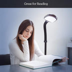 Brightech Litespan - Bright LED Floor Reading Lamp for Over Chair Crafts and Reading, Esthetician Light for Lash Extensions, Gooseneck Adjustable Standing Lamp for Living Room, Bedroom, Office - Black