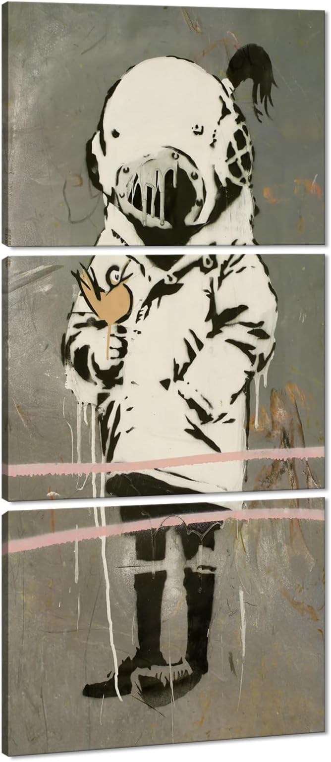 Novatique Graffiti Canvas Wall Art Banksy Wall Art for Living Room Modern Pop Graffiti Poster Abstract Girl Picture Print Home Decor for Office Living Room, 12" x 16" x 3Pcs
