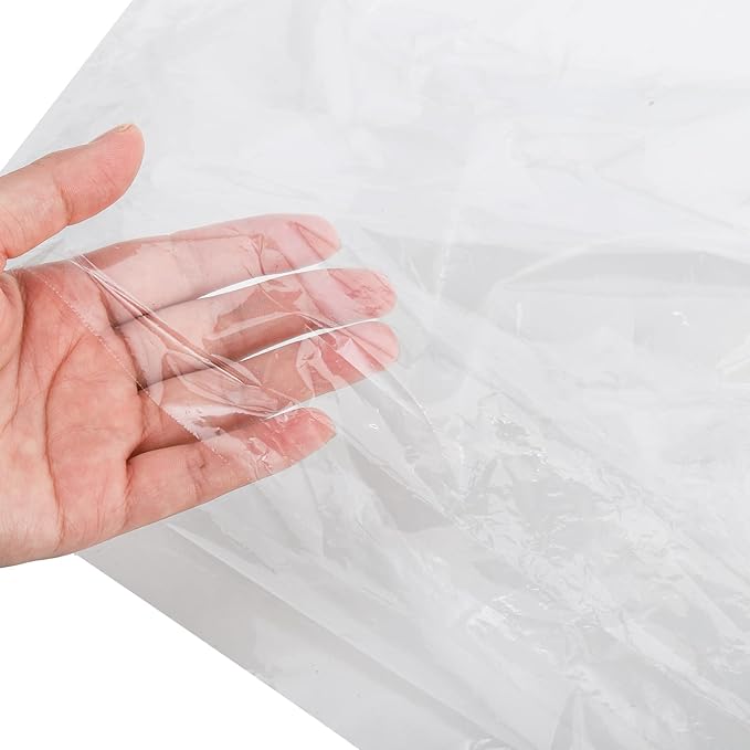 AVLA 50 Pack Plastic Garment Bags, Clear Hanging Dry Cleaner Bags, Transparent Hung Clothes Dust Cover, Lightweight Protector Bags for Closet Clothes Storage, Coat Suit Bag for Home, Laundry