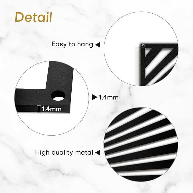SIGNLEADER Metal Wall Art Decor Black Stripe Pattern Minimalist Modern Abstract Wall Sculpture Hangings Home Decoration for Living Room, Bedroom, Bathroom, Kitchen, Outdoor - 24" Black