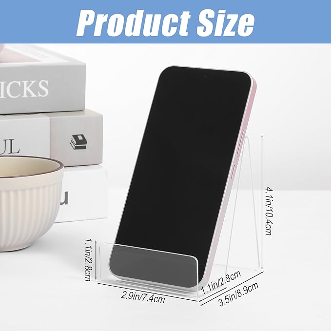 20 Pack Acrylic Book Display Stand, 4 Inch Clear Easel Stand, Thickened Transparent Book Tablet Holder for Displaying Books, Pictures, Tablets, CDs, Artworks, Newspaper, Magazines
