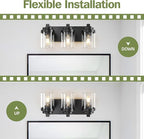 3 Light Bathroom Vanity Light, Matte Black Bathroom Light Fixtures with Clear Glass Shade, Vanity Light Fixtures Over Mirror for Bedroom Living Room,E26