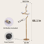 Tree Branch Floor Lamp for Living Room, 9-Light Gothic Moon Branch Floor Lamp, Wood Grain Resin & Metal Base for Farmhouse, Bedroom, Office,Halloween Decor(66")