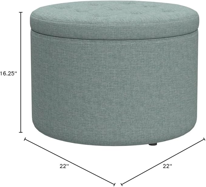 Convenience Concepts Designs4Comfort Round Shoe Ottoman, Green Faux Linen