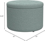 Convenience Concepts Designs4Comfort Round Shoe Ottoman, Green Faux Linen
