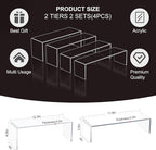 Acrylic Display Riser Stand,5mm Thickness, 12'' Length Tierd Display Stands, Acrylic Shelf Risers for Perfume Display,Risers for Buffet Table,Cupcake Stand,Pop Figurines,Tumbler,Food,4Pcs