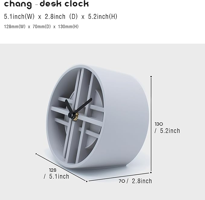 AonT Design Modern Desk Clock (Korean Lattice Pattern) Silent Analog Minimalist – Made in Korea Decorative Shelf Clock for Table and Living Room Decor (White)