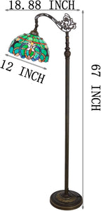 Tiffany Floor Lamp Stained Glass Lamp 18.88X12X67 Inch Angle Adjustable Arched Gooseneck Antique Reading Light (Green Brown Jewelry Baroque)