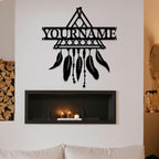 Personalized Dream Catcher Metal Wall Art - Custom Name Iron Sign for Home Decor, 8-30 Inch Black (Style G)