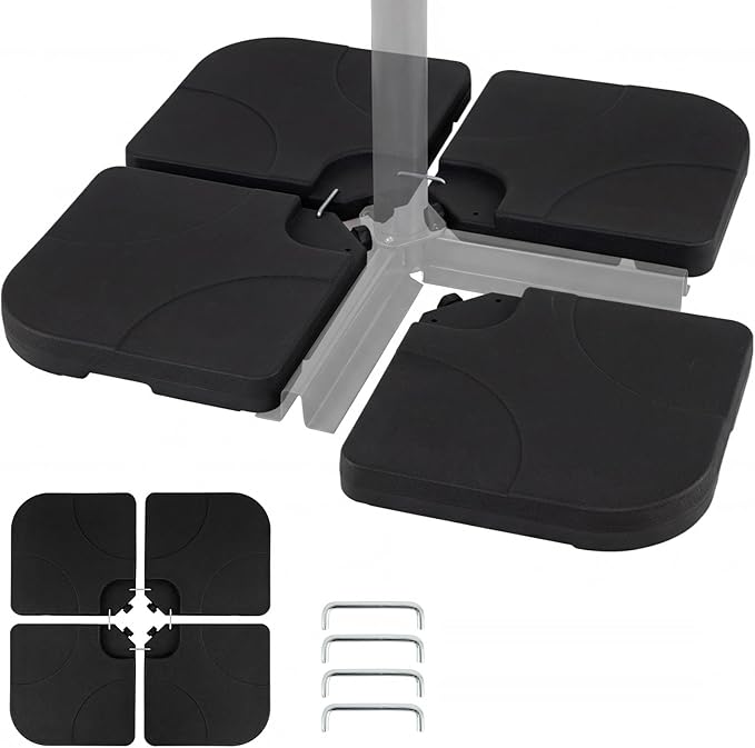 Giantex 4-Piece Fillable Offset Umbrella Base, 238 lbs Heavy Duty HDPE Cantilever Patio Umbrella Stand, Sand & Water Filled Weighted Base Plates, with 4 Connecting Pins for Outdoor Deck & Poolside